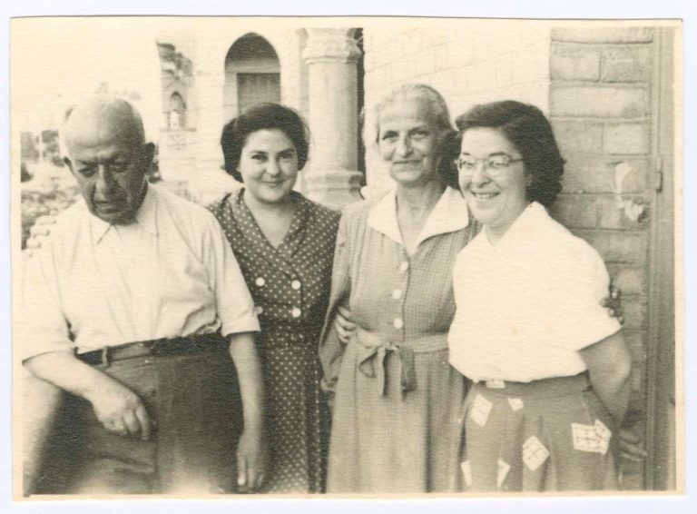 Khalil al-Sakakini with members of his family in Jerusalem in 1946